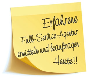 Marketing-Notizzettel: Erfahrene Full-Service Marketing-Agentur Hessen